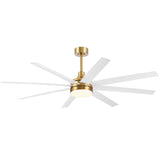 AeroSpan Lux 65-inch gold and white 8-blade ceiling fan with light