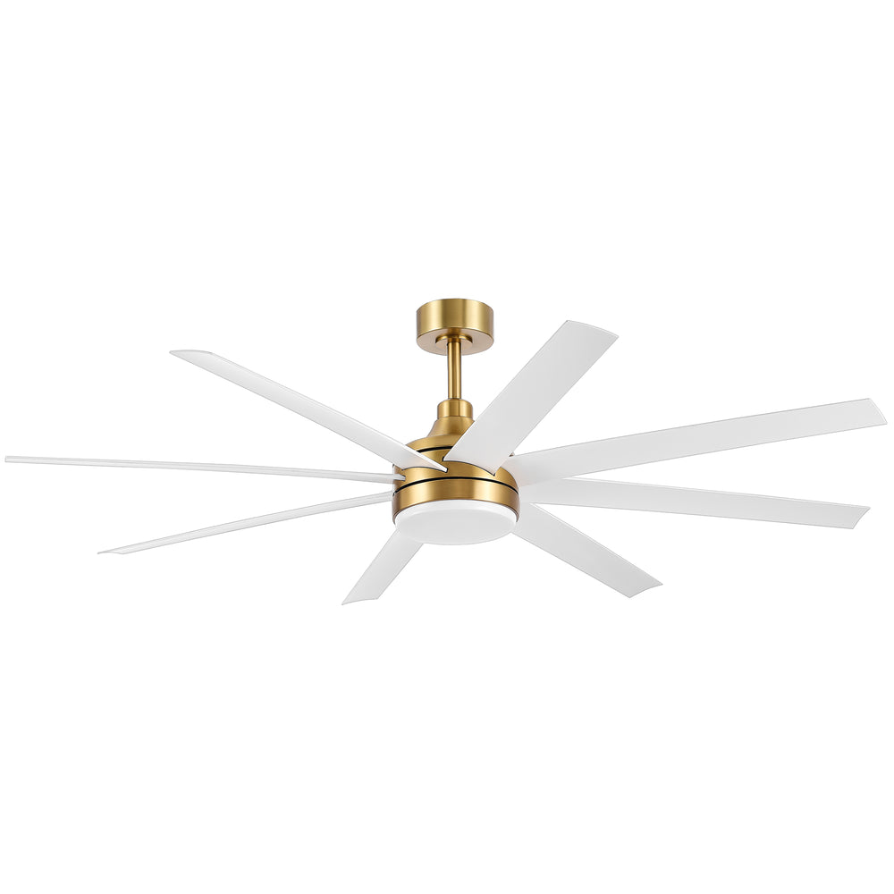 AeroSpan Lux 65-inch gold and white 8-blade ceiling fan with light