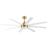 AeroSpan Lux 65-inch gold and white 8-blade ceiling fan with light