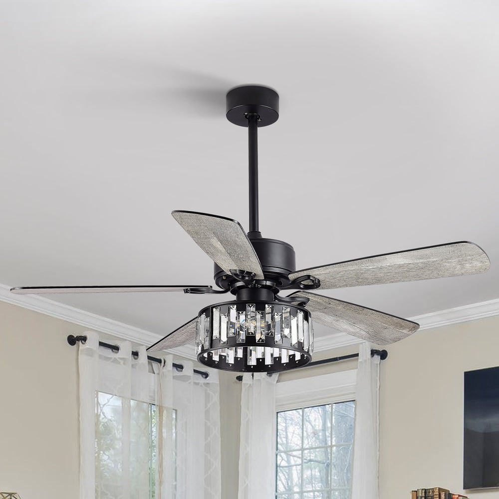 52-in 5 Reversible Blades Crystal Indoor Ceiling Fan With Remote Control and Light Kit Included