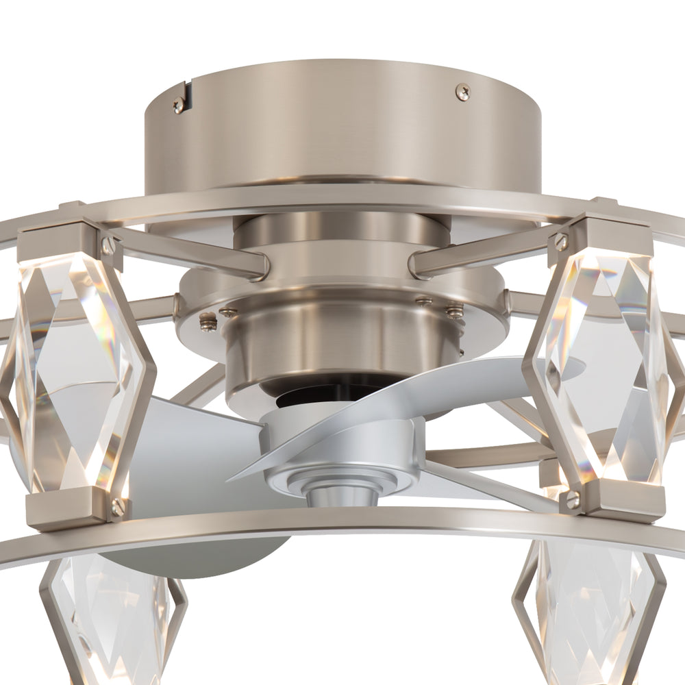 20.8-inch Flush Mount Crystal Ceiling Fan with Dimmable LED Light and Remote(3-Blade)