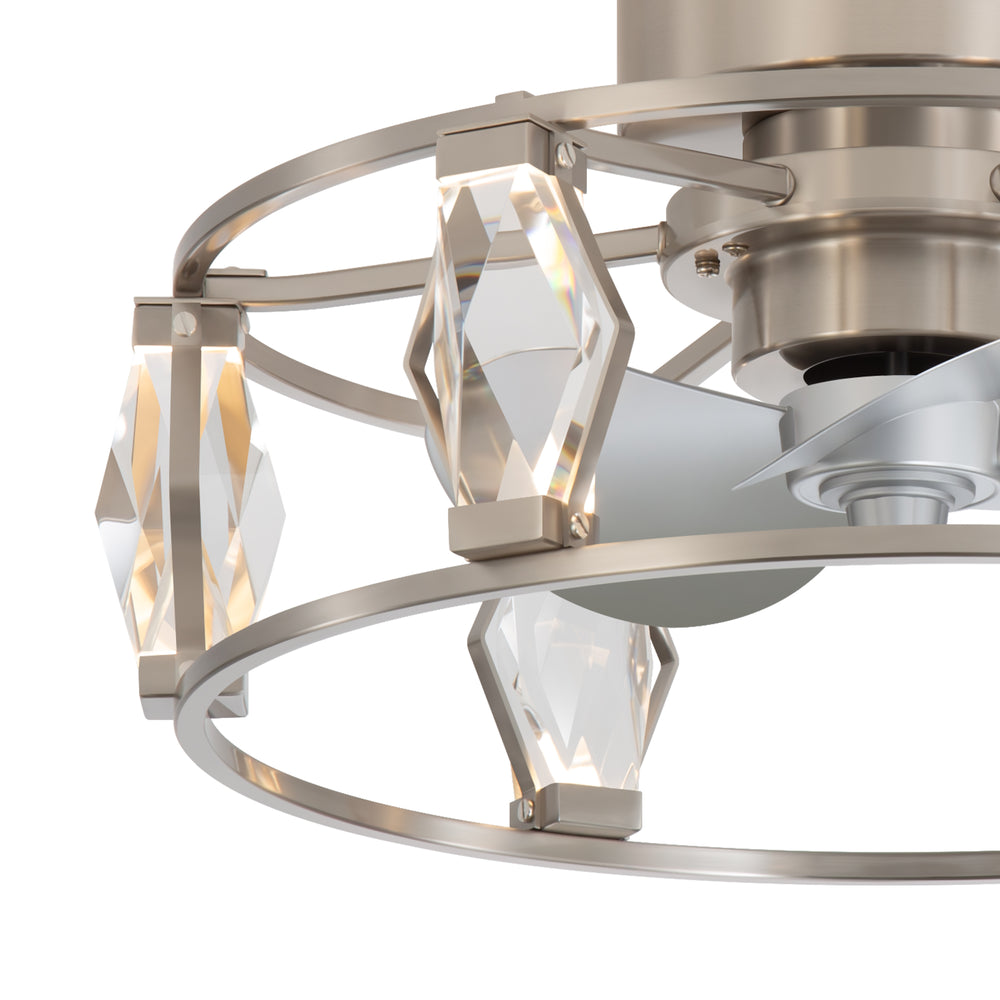 20.8-inch Flush Mount Crystal Ceiling Fan with Dimmable LED Light and Remote(3-Blade)