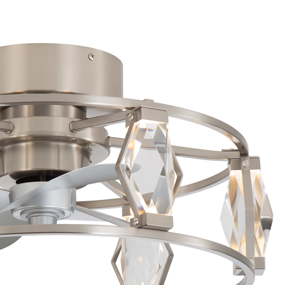 20.8-inch Flush Mount Crystal Ceiling Fan with Dimmable LED Light and Remote(3-Blade)