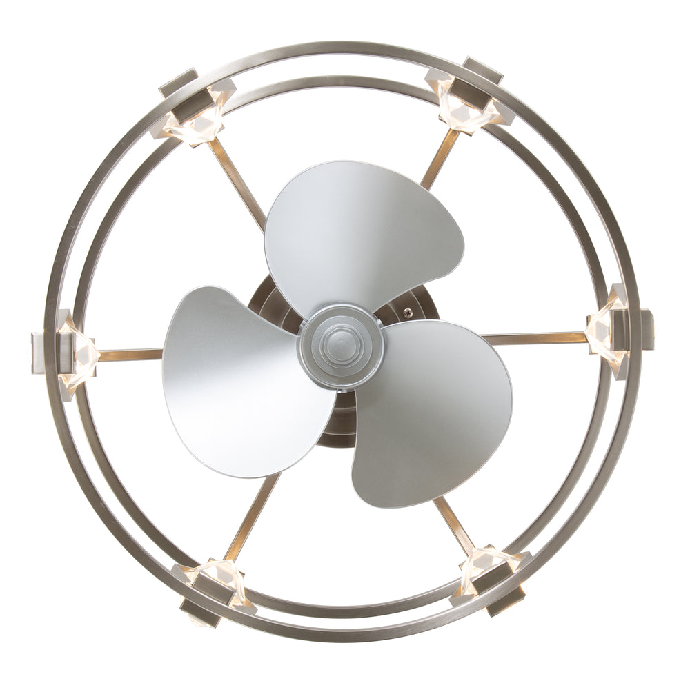 20.8-inch Flush Mount Crystal Ceiling Fan with Dimmable LED Light and Remote(3-Blade)