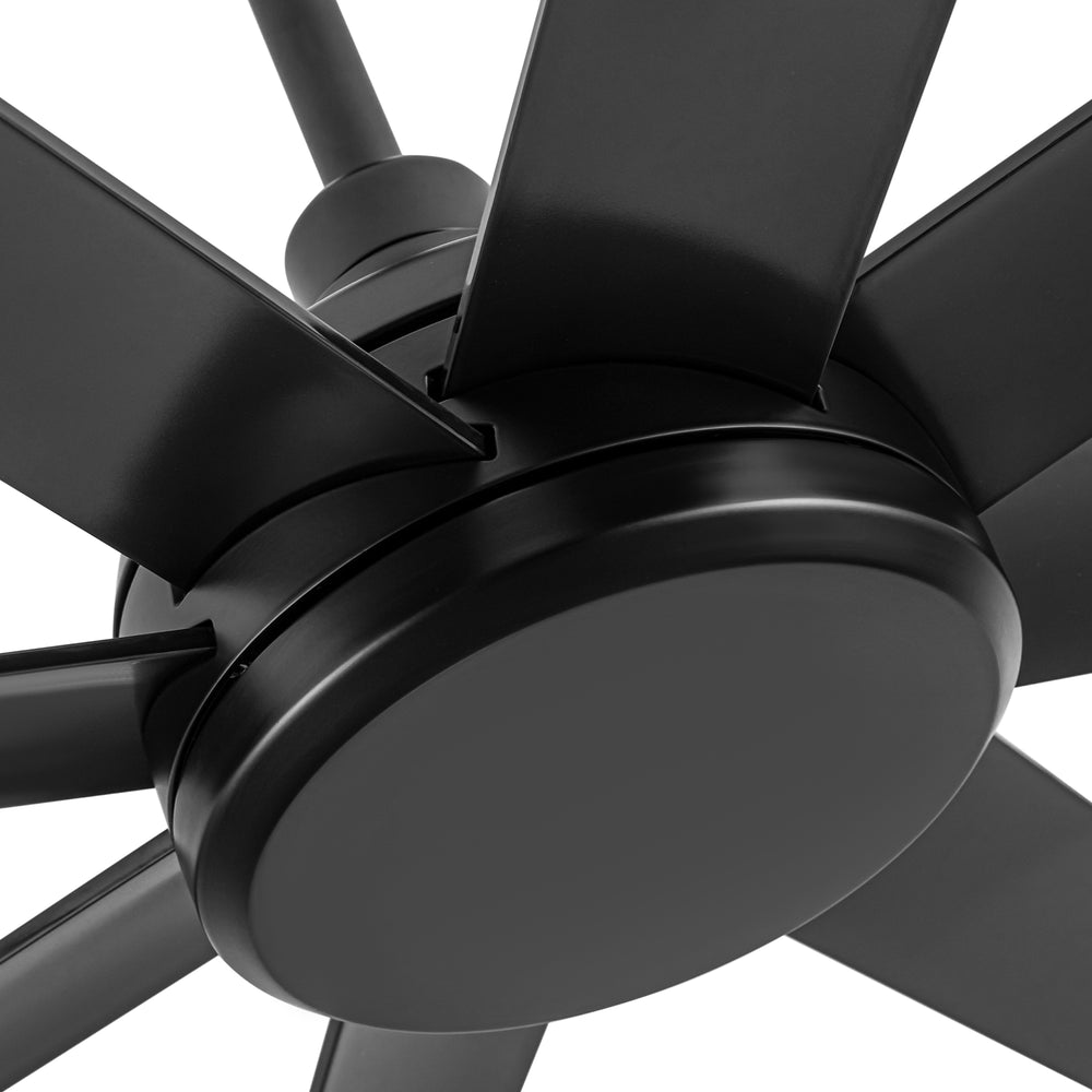 65-Inch Industrial Ceiling Fan, No Light with Remote, 8 ABS Blades, Quiet Reversible DC Motor, 6-Speed, Timer Function