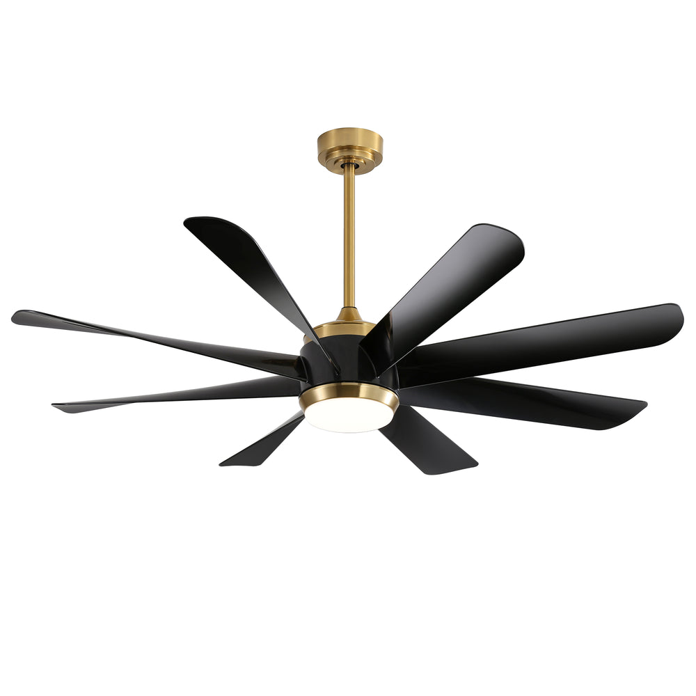 Alsatia 60-in Gold Indoor LED Ceiling Fan with Light Remote (8-Blade)