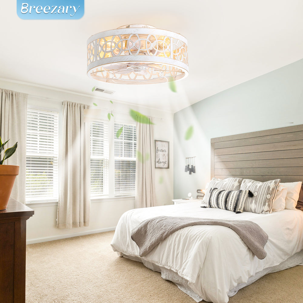 16.5-inch Caged Ceiling Fan with Light and Remote(7-Blade)