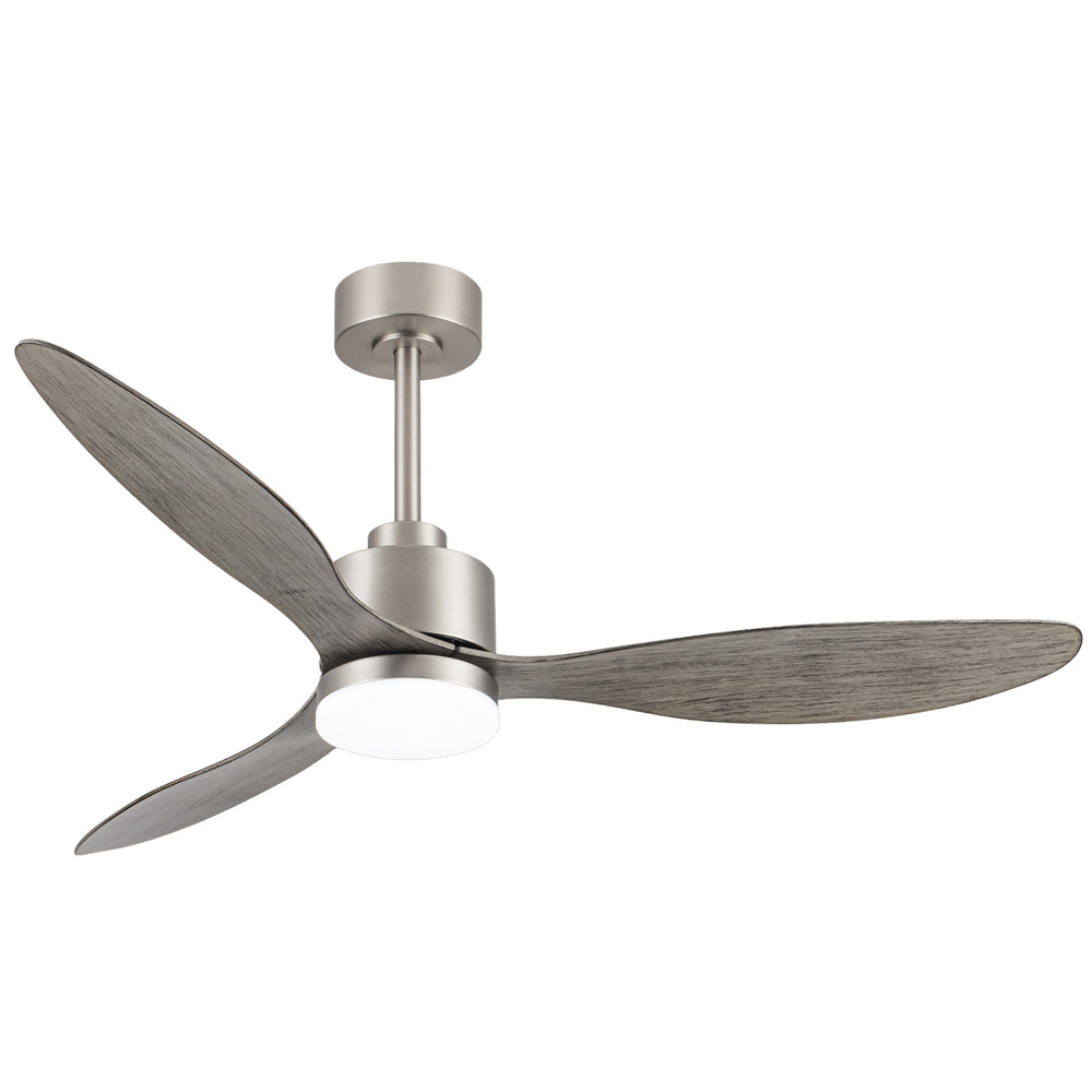 52-Inch Modern Ceiling Fan with Light, 3 ABS Blades, 18W LED with 3 Color Temperatures, Remote Control with 6 Speeds, Reverse Function, Timer, Quiet DC Motor, Includes 5" & 10" Downrods, Ideal for Dining, Bedroom, and Living Room