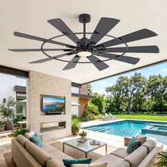 62/72 Inch Modern Ceiling Fan with LED Light and Remote, Dual Finish Blades, Ultra Quiet DC Motor, 6-Speed Ceiling Fan for Large Rooms