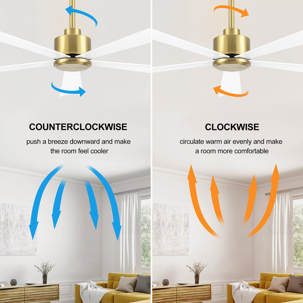 52 in. 6-Speed Indoor Black Ceiling Fans with Remote without Light,5" Downrod Included