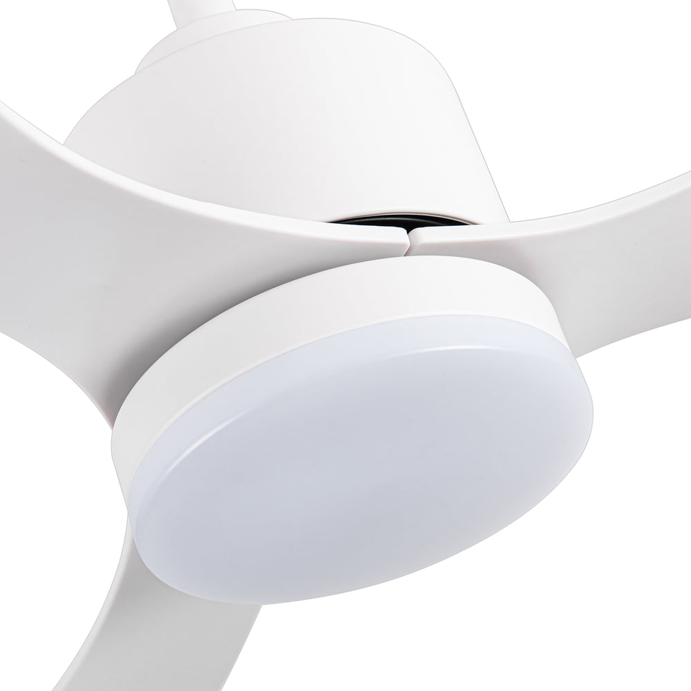 52-Inch Modern Ceiling Fan with Light, 3 ABS Blades, 18W LED with 3 Color Temperatures, Remote Control with 6 Speeds, Reverse Function, Timer, Quiet DC Motor, Includes 5" & 10" Downrods, Ideal for Dining, Bedroom, and Living Room