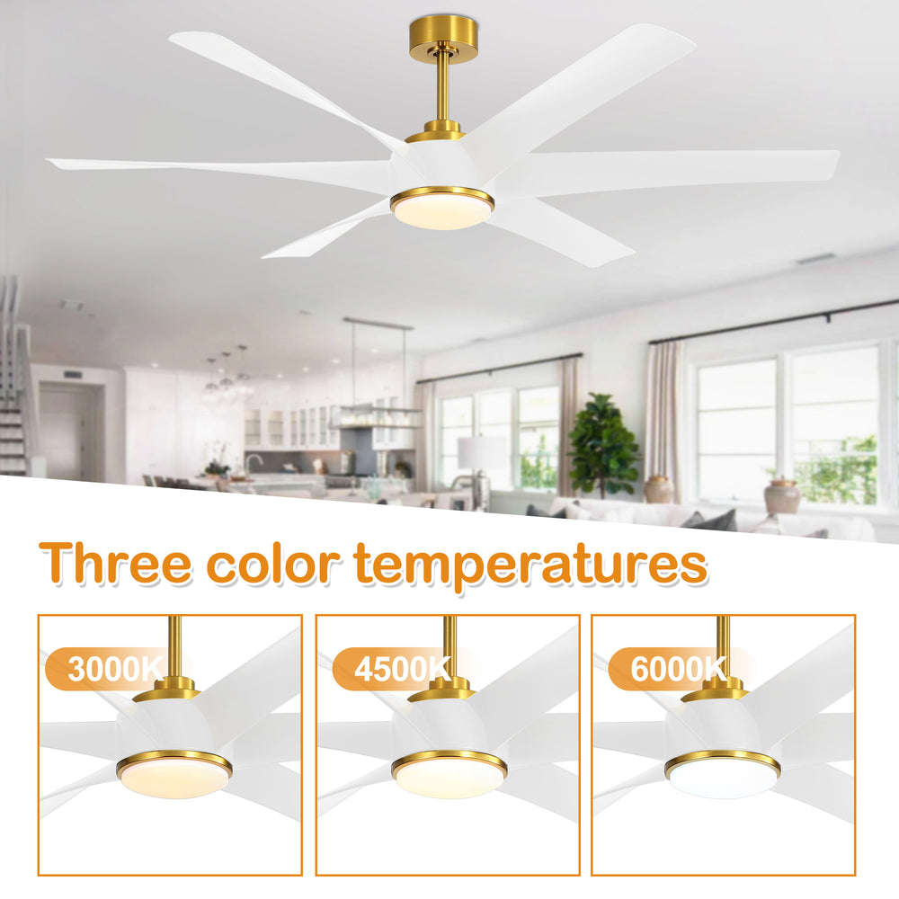 65-in Indoor Large LED Ceiling Fan with Light Remote (6-Blade)