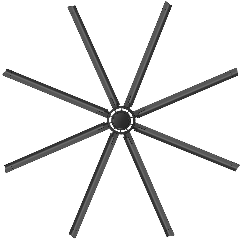 120 Inch Large Industrial Ceiling Fan with 8 Aluminum Blades No Light, Quiet Reversible DC Motor, 6 Speeds, Remote Control, Black, Warehouse Garage Commercial Ceiling Fan