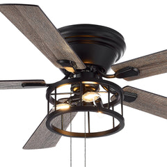 Ableton Hugger 52 in. Indoor Black Ceiling Fan with Light Kit and Pull Chain Included