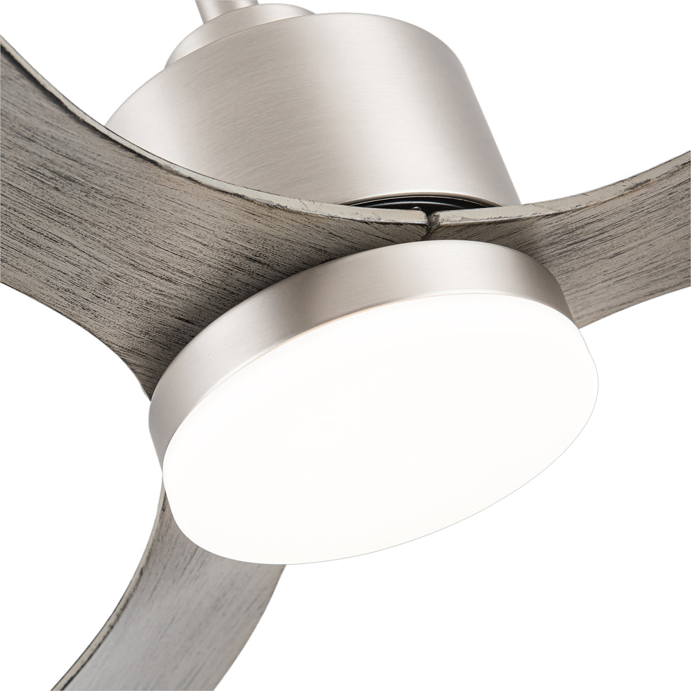 52-Inch Modern Ceiling Fan with Light, 3 ABS Blades, 18W LED with 3 Color Temperatures, Remote Control with 6 Speeds, Reverse Function, Timer, Quiet DC Motor, Includes 5" & 10" Downrods, Ideal for Dining, Bedroom, and Living Room