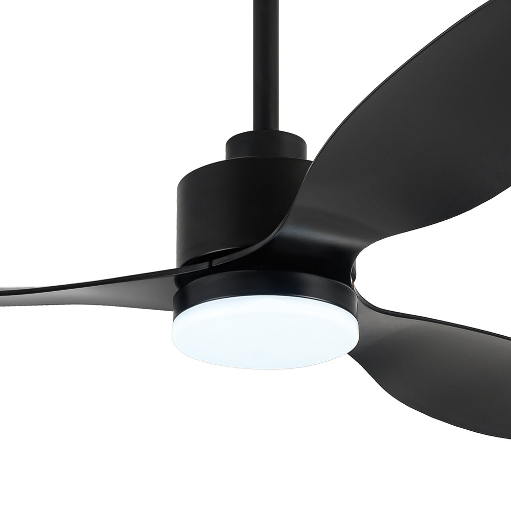 52-Inch Modern Ceiling Fan with Light, 3 ABS Blades, 18W LED with 3 Color Temperatures, Remote Control with 6 Speeds, Reverse Function, Timer, Quiet DC Motor, Includes 5" & 10" Downrods, Ideal for Dining, Bedroom, and Living Room