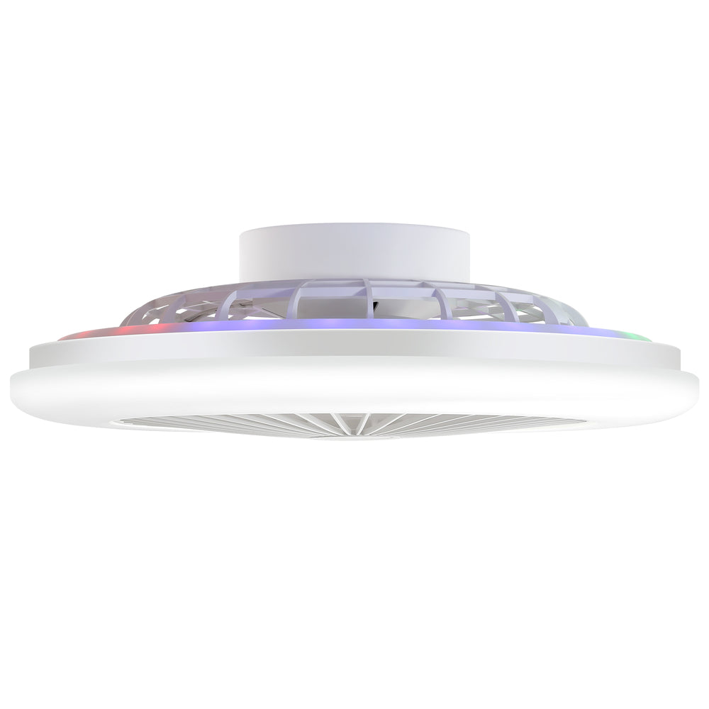 19 Inch Enclosed Low Profile RGB Ceiling Fan Works with Alexa/Google/APP