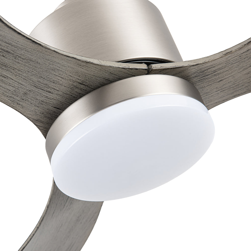52-Inch Modern Ceiling Fan with Light, 3 ABS Blades, 18W LED with 3 Color Temperatures, Remote Control with 6 Speeds, Reverse Function, Timer, Quiet DC Motor, Includes 5" & 10" Downrods, Ideal for Dining, Bedroom, and Living Room