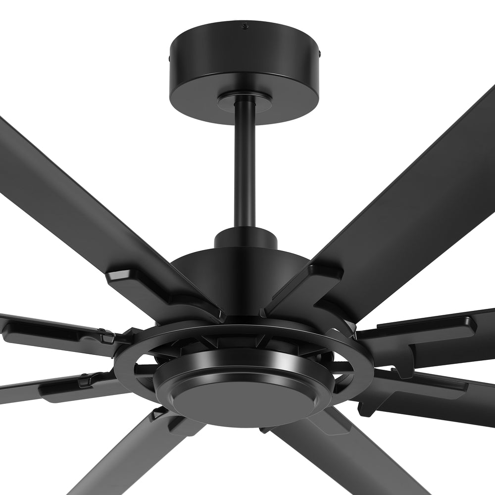 120 Inch Large Industrial Ceiling Fan with 8 Aluminum Blades No Light, Quiet Reversible DC Motor, 6 Speeds, Remote Control, Black, Warehouse Garage Commercial Ceiling Fan