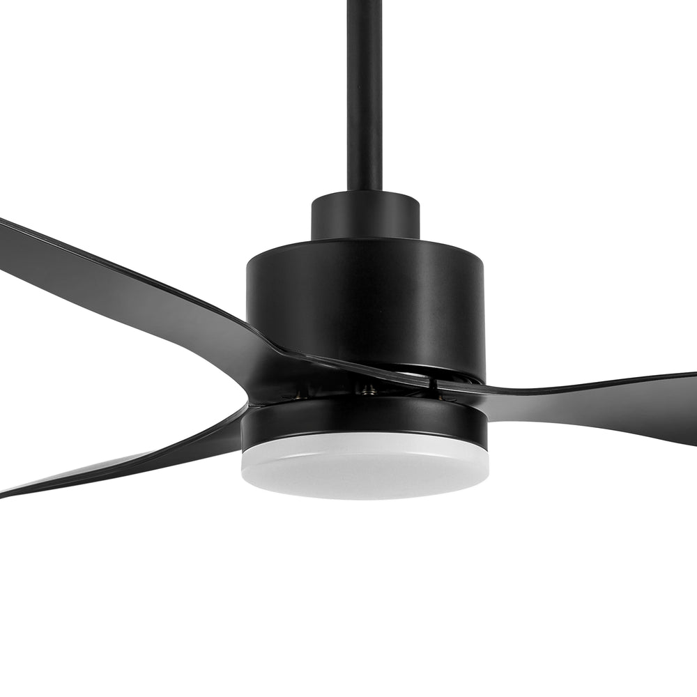 52-Inch Modern Ceiling Fan with Light, 3 ABS Blades, 18W LED with 3 Color Temperatures, Remote Control with 6 Speeds, Reverse Function, Timer, Quiet DC Motor, Includes 5" & 10" Downrods, Ideal for Dining, Bedroom, and Living Room