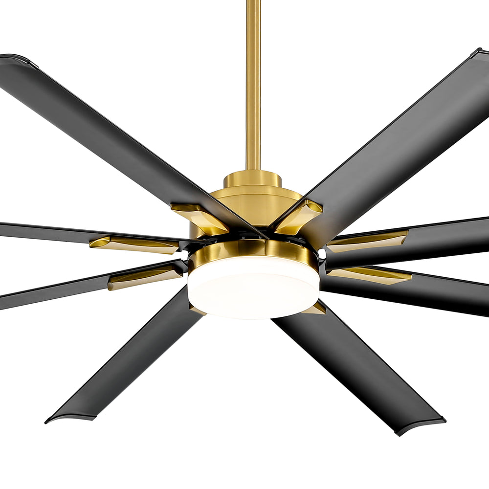 Large 72in Integrated LED Indoor Gold Ceiling Fan with Light and Remote Control Included