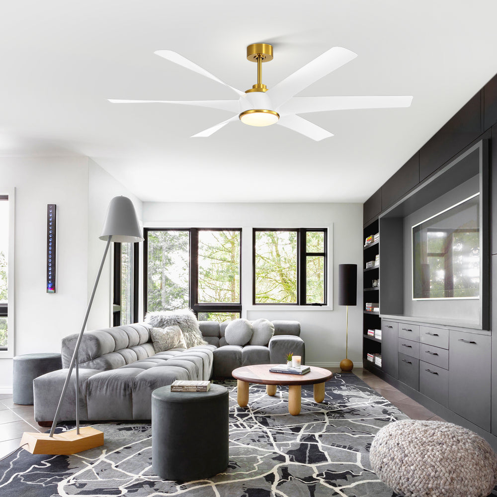 65-in Indoor Large LED Ceiling Fan with Light Remote (6-Blade)