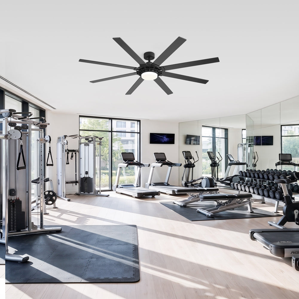 72-Inch 8-Blade Black Ceiling Fan with Light & Remote