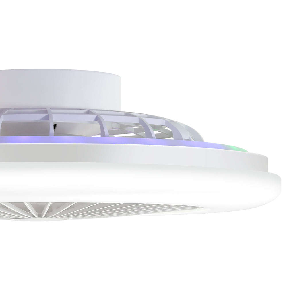19 Inch Enclosed Low Profile RGB Ceiling Fan Works with Alexa/Google/APP