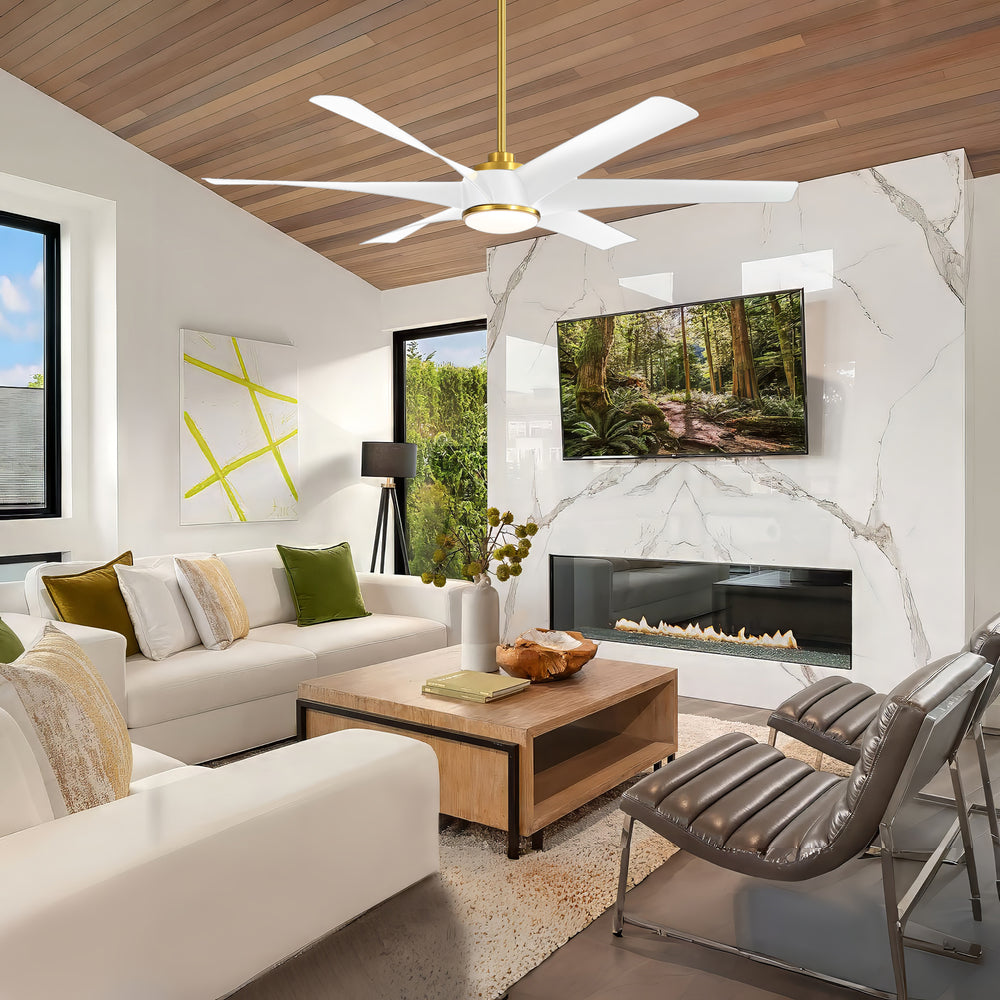 65-in Indoor Large LED Ceiling Fan with Light Remote (6-Blade)