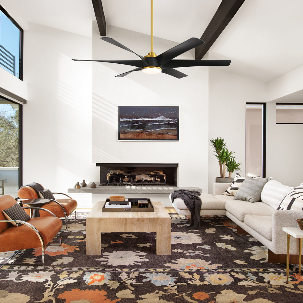 65-in Indoor Large LED Ceiling Fan with Light Remote (6-Blade)