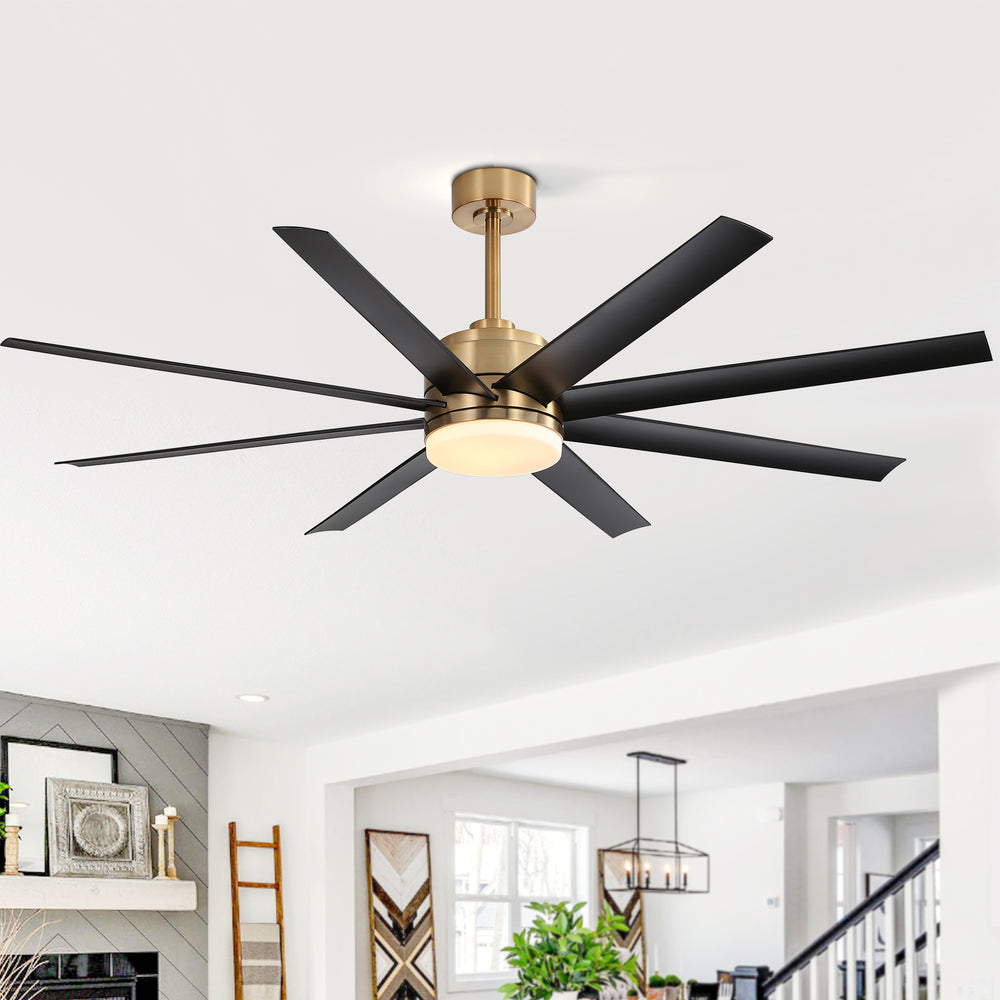 Annette 65 in. Integrated LED Indoor Gold Black-Blade Ceiling Fans with Light and Remote Control