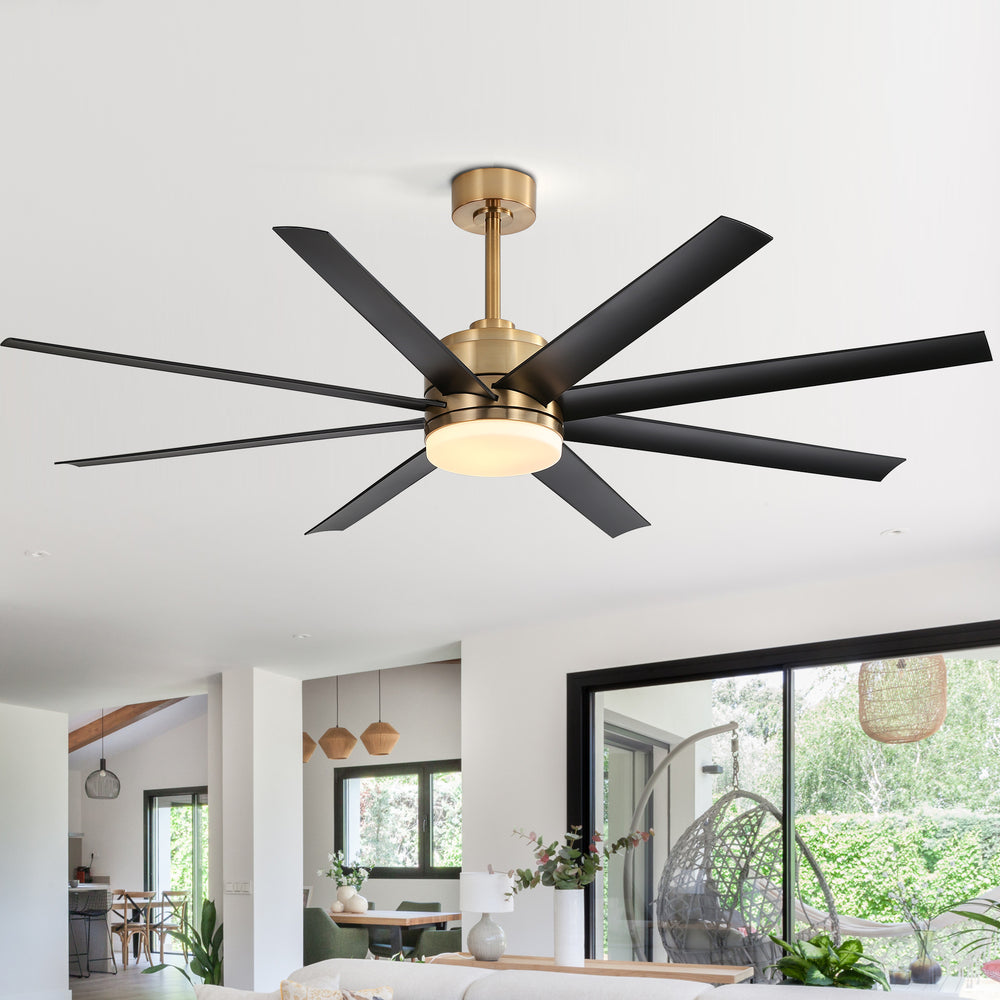 Annette 65 in. Integrated LED Indoor Gold Black-Blade Ceiling Fans with Light and Remote Control
