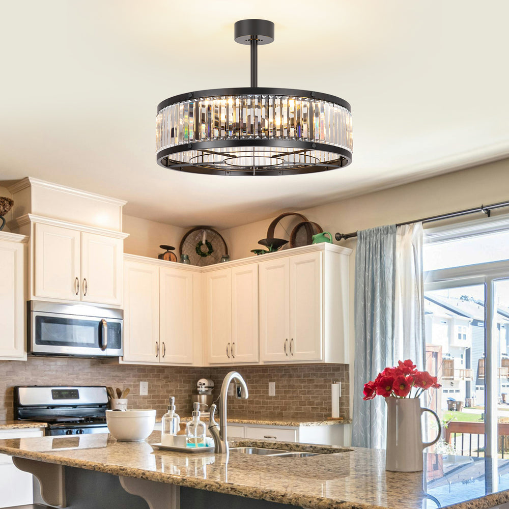 28 Inch Caged Ceiling Fan with Light & Remote Control