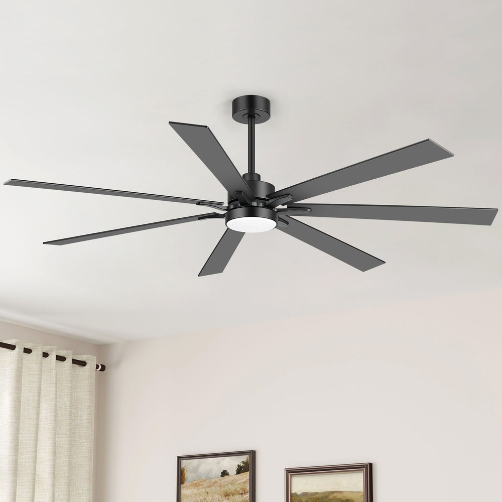 Breezary 72" 7-Blade Silent DC Motor Modern Ceiling Fan with 3-CCT LED Light - Black (3 Downrods Included)