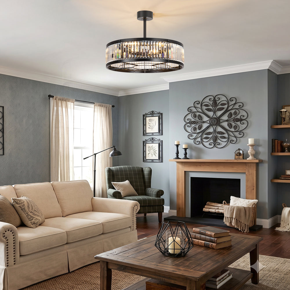 28 Inch Caged Ceiling Fan with Light & Remote Control