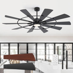 62/72 Inch Modern Ceiling Fan with LED Light and Remote, Dual Finish Blades, Ultra Quiet DC Motor, 6-Speed Ceiling Fan for Large Rooms