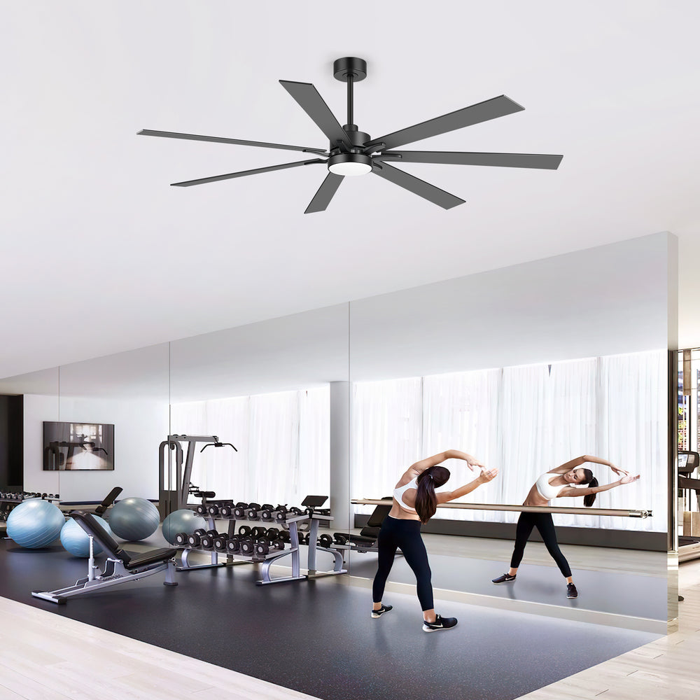 Breezary 72" 7-Blade Silent DC Motor Modern Ceiling Fan with 3-CCT LED Light - Black (3 Downrods Included)