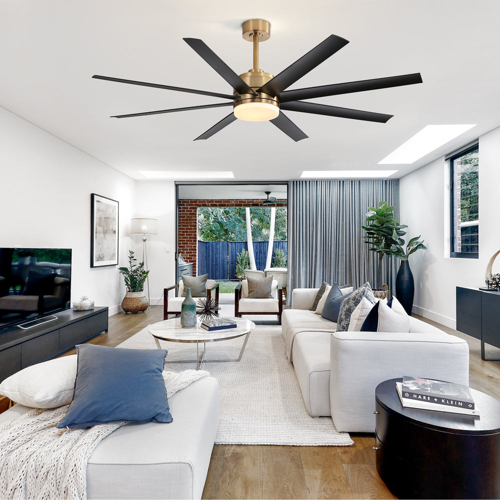 Annette 65 in. Integrated LED Indoor Gold Black-Blade Ceiling Fans with Light and Remote Control