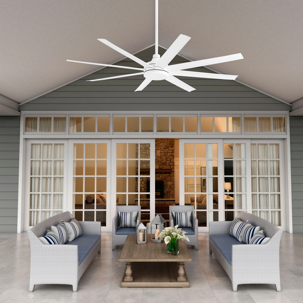 65-Inch Industrial Ceiling Fan, No Light with Remote, 8 ABS Blades, Quiet Reversible DC Motor, 6-Speed, Timer Function