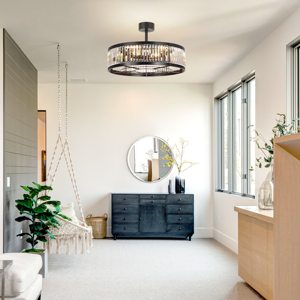 28 Inch Caged Ceiling Fan with Light & Remote Control