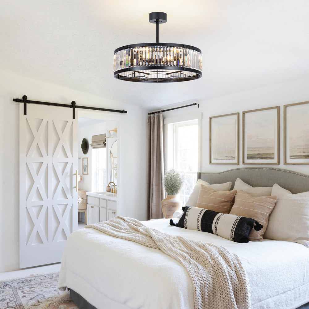 28 Inch Caged Ceiling Fan with Light & Remote Control