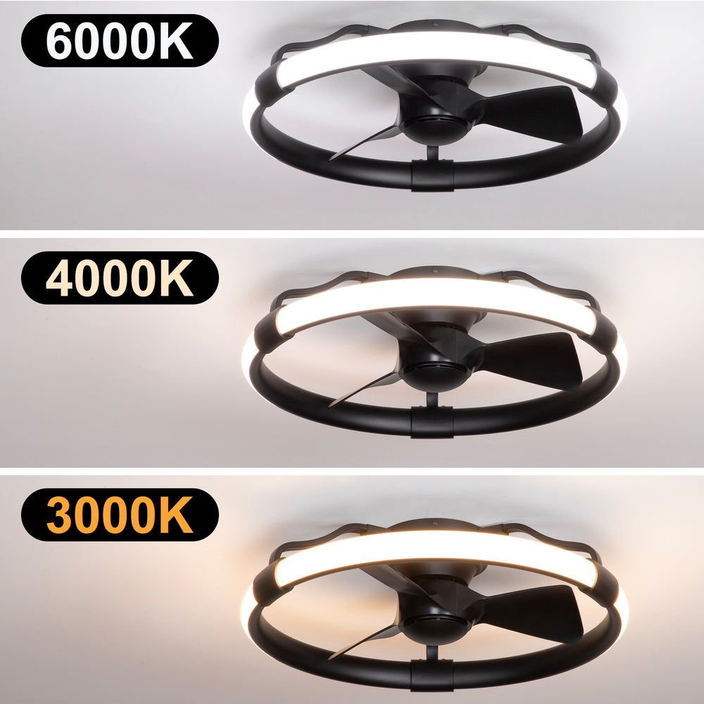 Delvessa 24-Inch Low Profile RGB Ceiling Fan With Dimmable Light