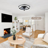 20 Inch Modern Flush Mount Ceiling Fan with Lights, Remote Control Low Profile Ceiling Fan for Bedroom, Quiet Reversible DC Motor, Dimmable LED