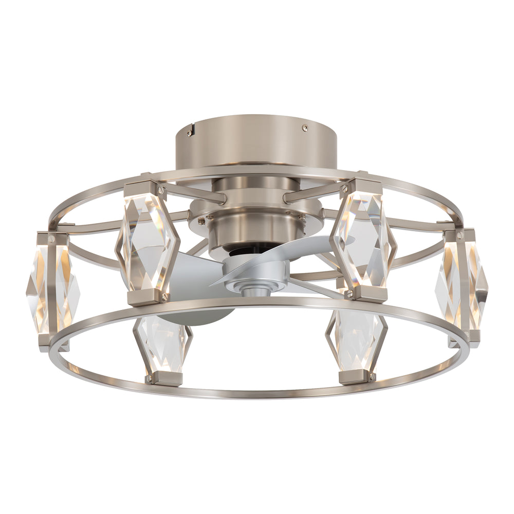 20.8-inch Flush Mount Crystal Ceiling Fan with Dimmable LED Light and Remote(3-Blade)