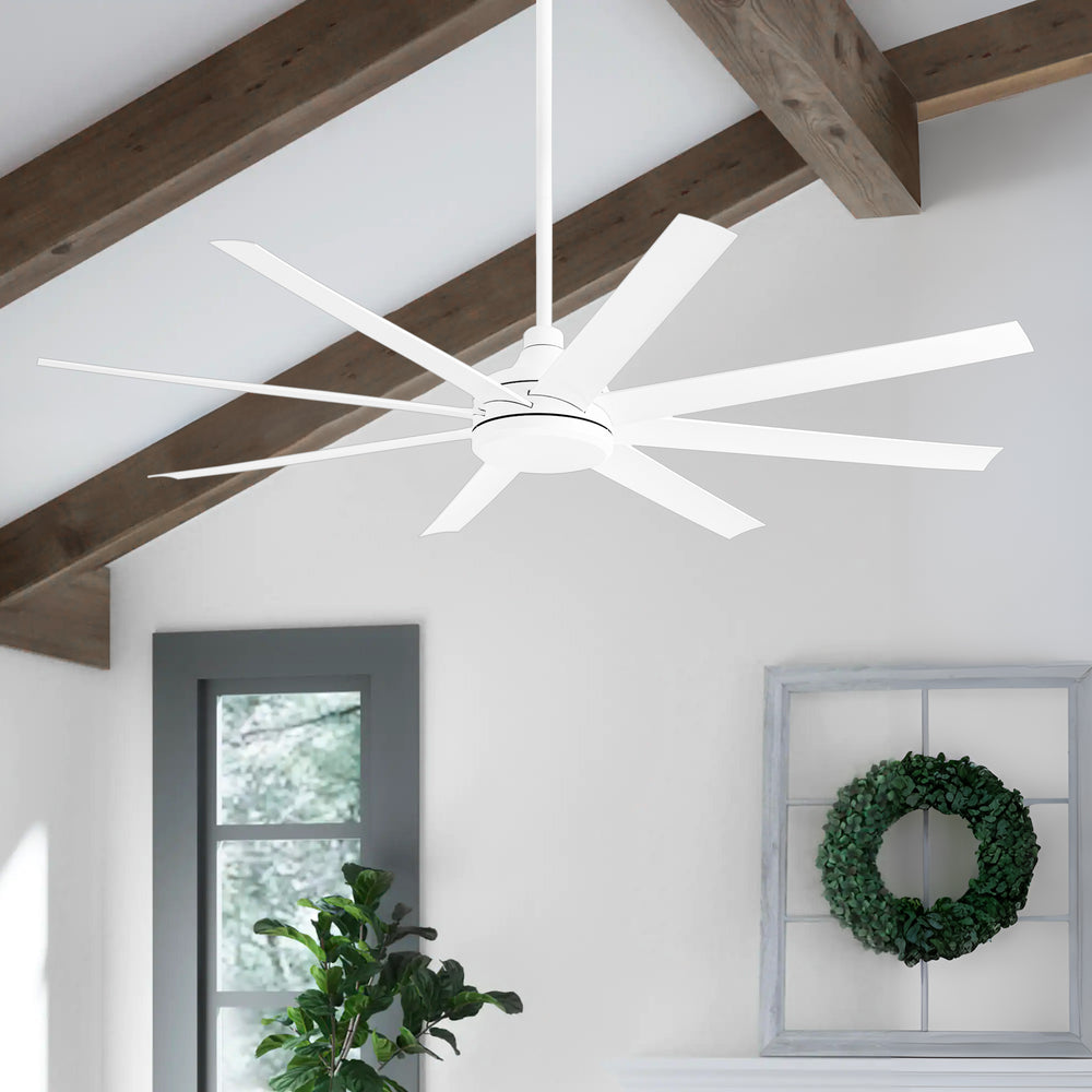 65-Inch Industrial Ceiling Fan, No Light with Remote, 8 ABS Blades, Quiet Reversible DC Motor, 6-Speed, Timer Function