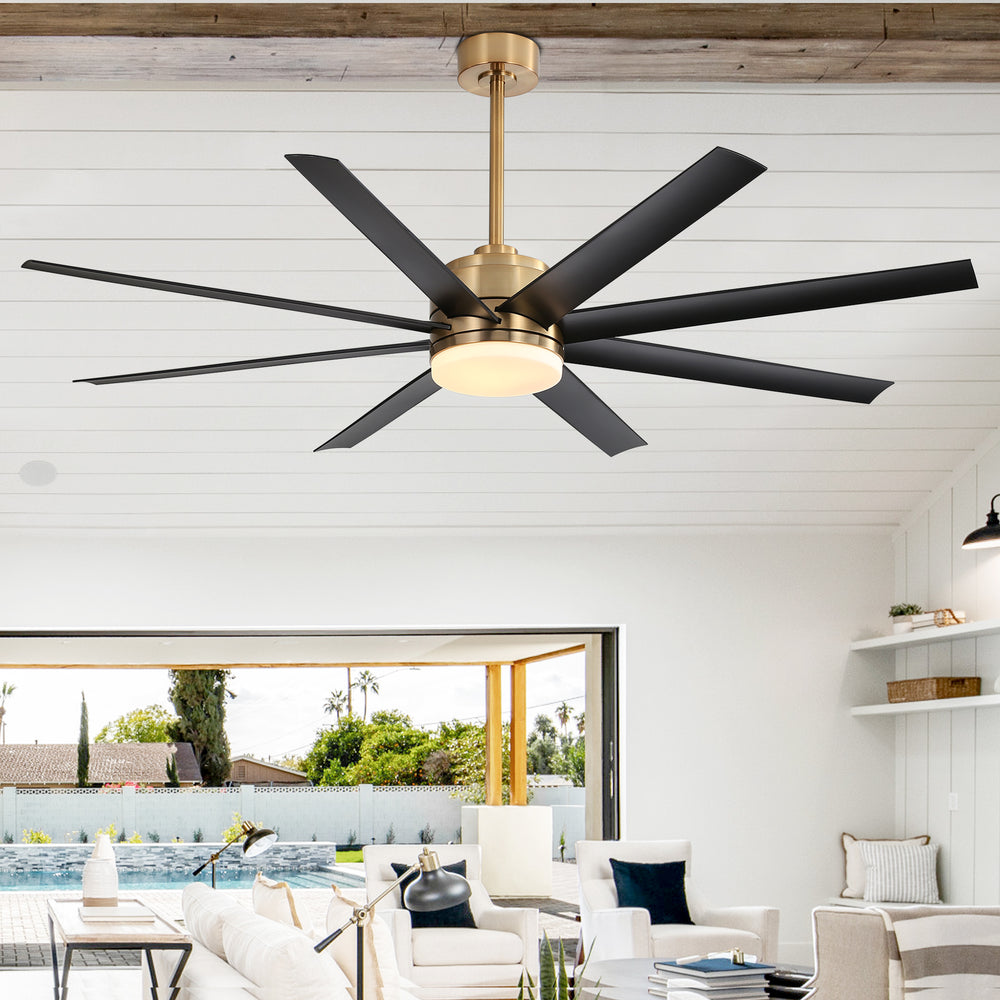 Annette 65 in. Integrated LED Indoor Gold Black-Blade Ceiling Fans with Light and Remote Control