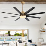 Annette 65 in. Integrated LED Indoor Gold Black-Blade Ceiling Fans with Light and Remote Control