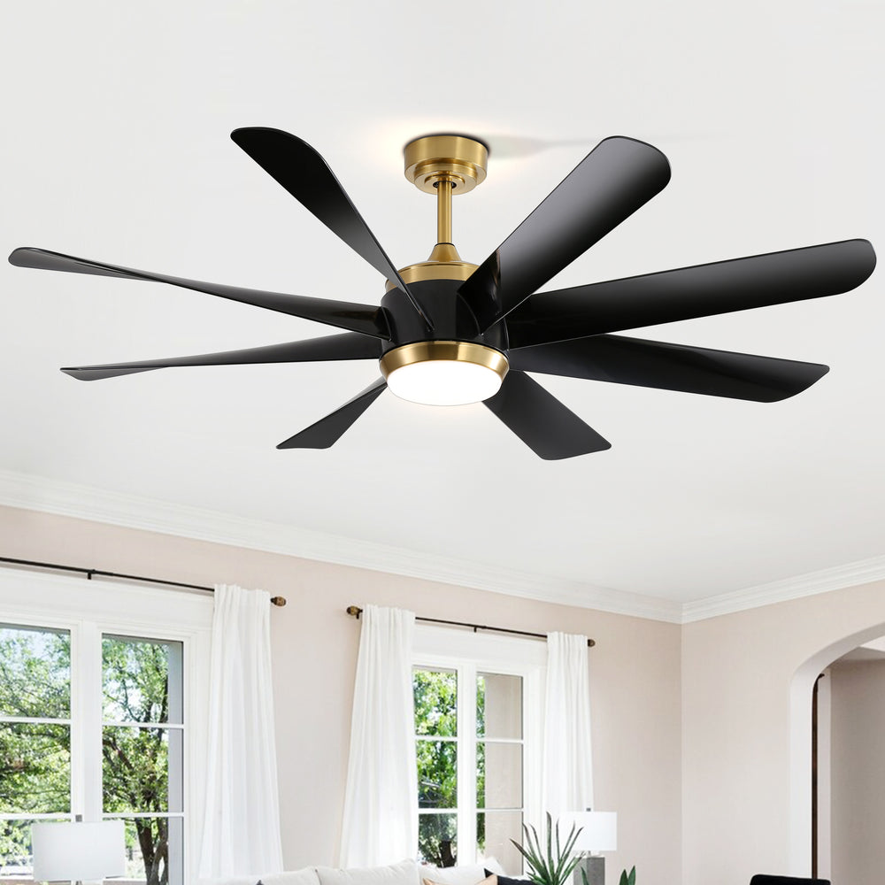 Alsatia 60-in Gold Indoor LED Ceiling Fan with Light Remote (8-Blade)