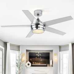 Zeiger 52-In Modern LED Chrome Ceiling Fan with Light Remote