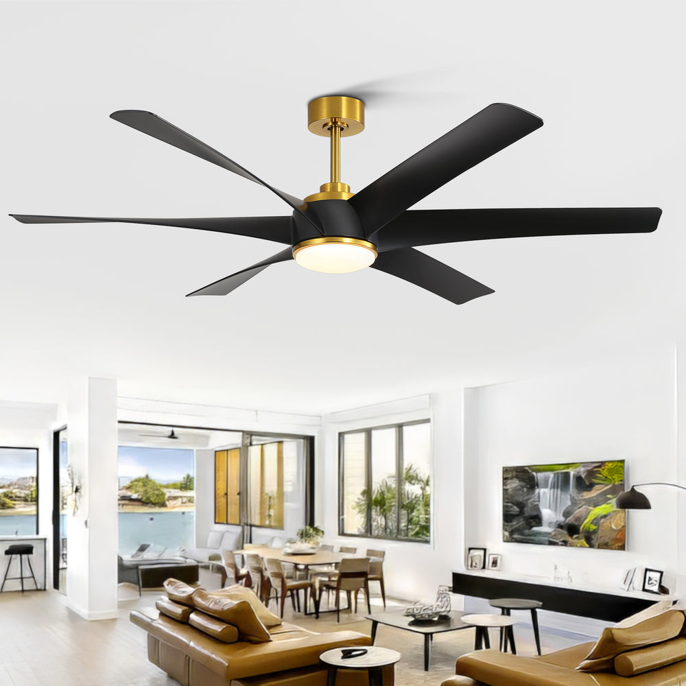 65-in Indoor Large LED Ceiling Fan with Light Remote (6-Blade)